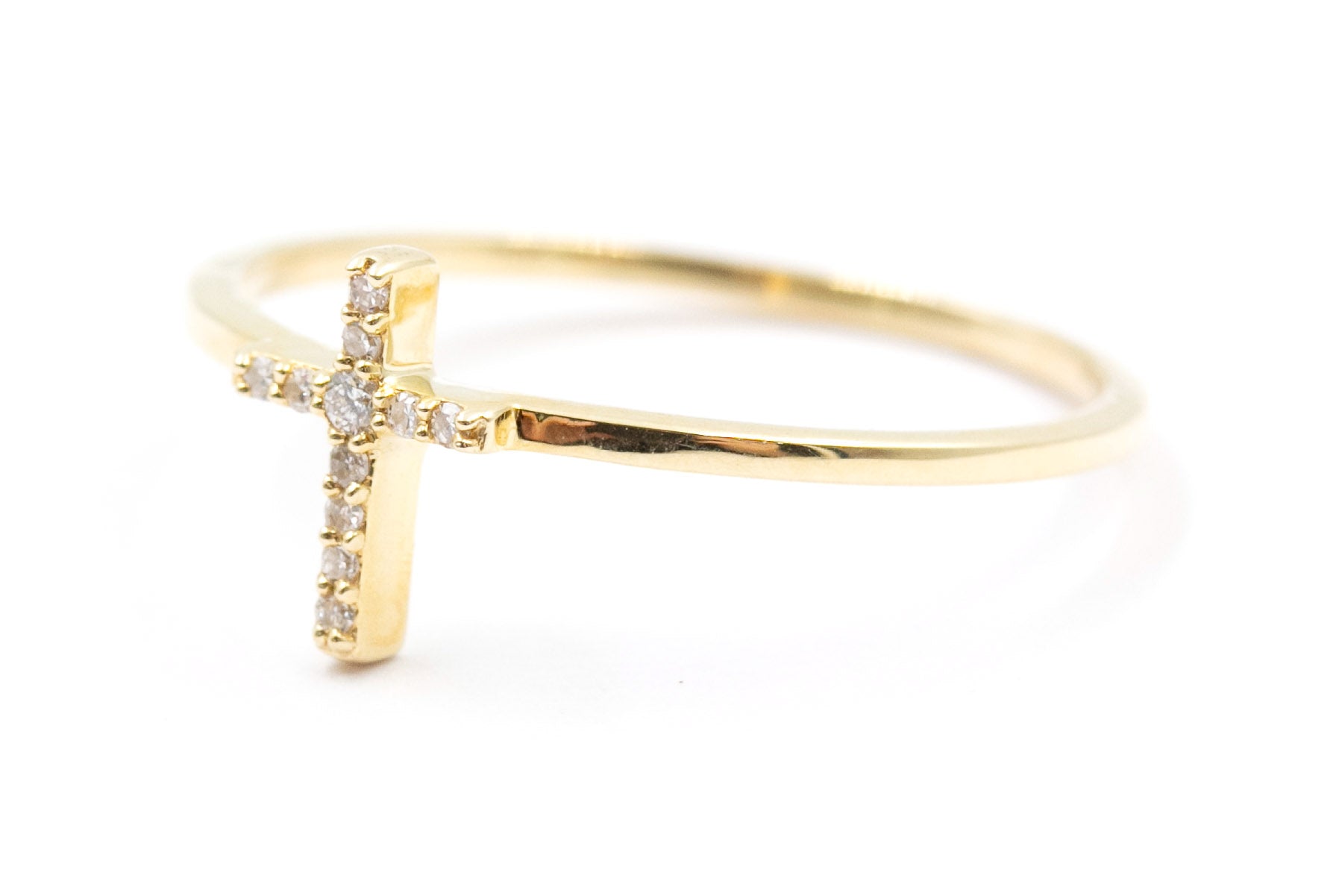 Diamond Cross Fashion Ring - 10k Yellow Gold
