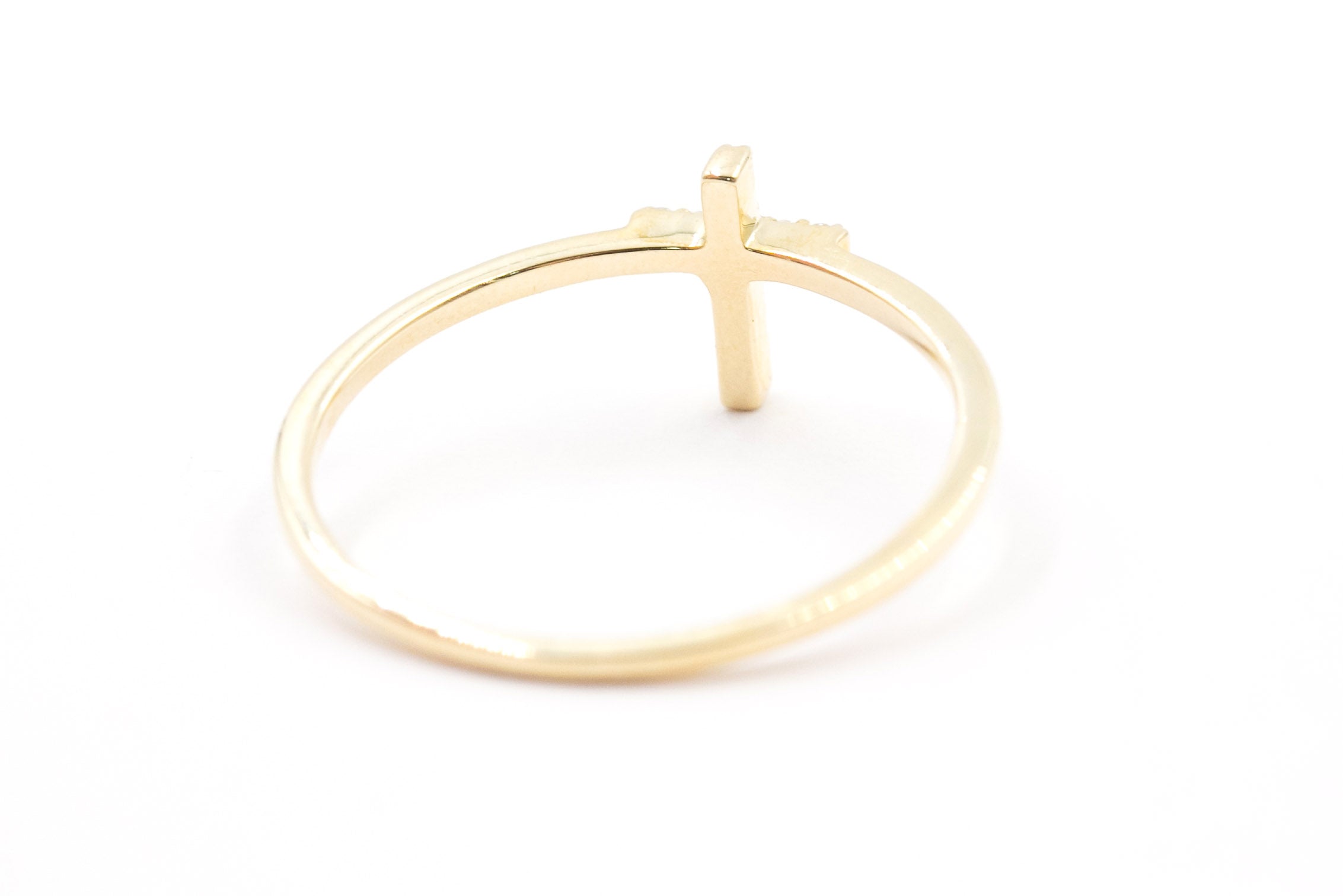 Diamond Cross Fashion Ring - 10k Yellow Gold