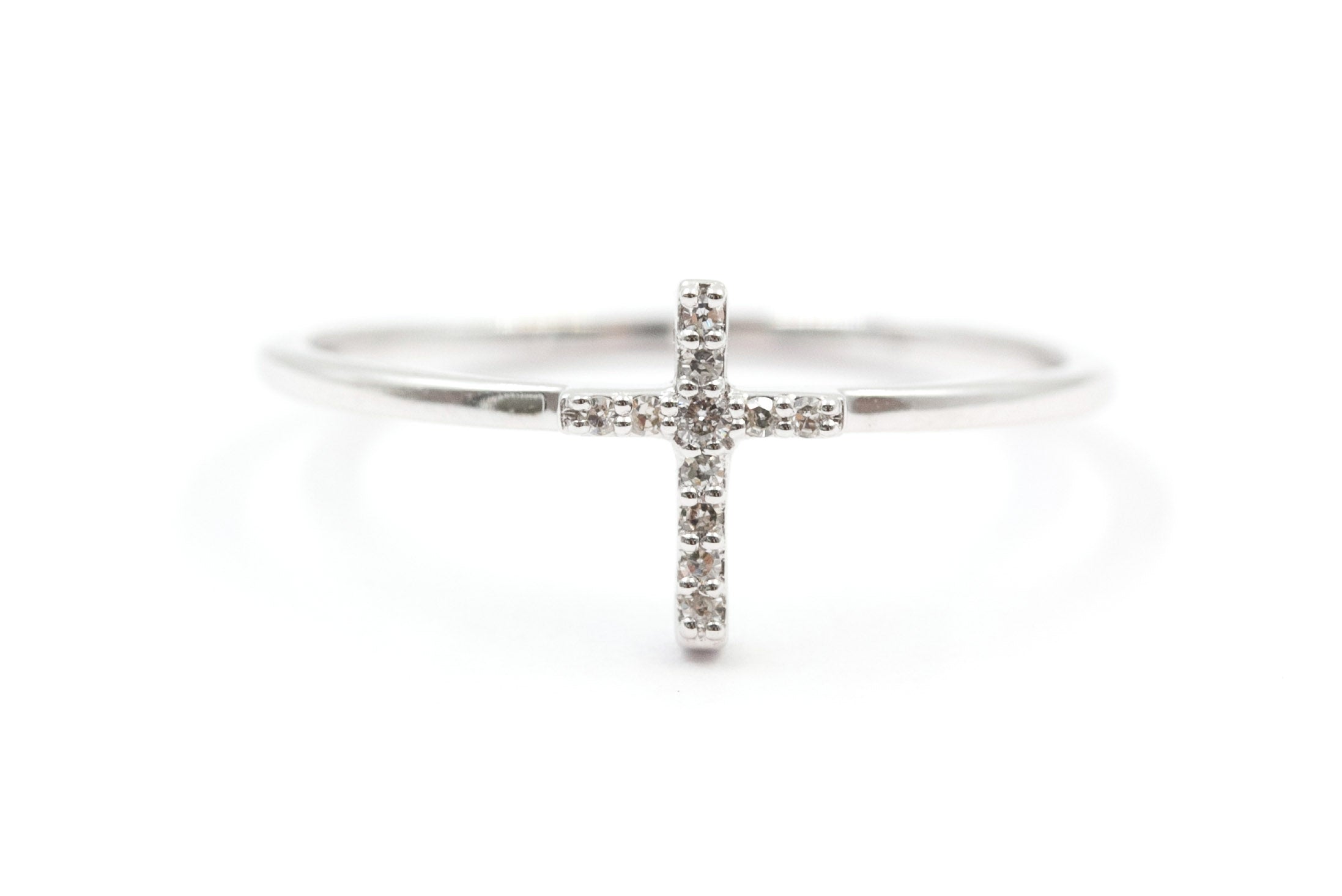 Diamond Cross Fashion Ring - 10k White Gold