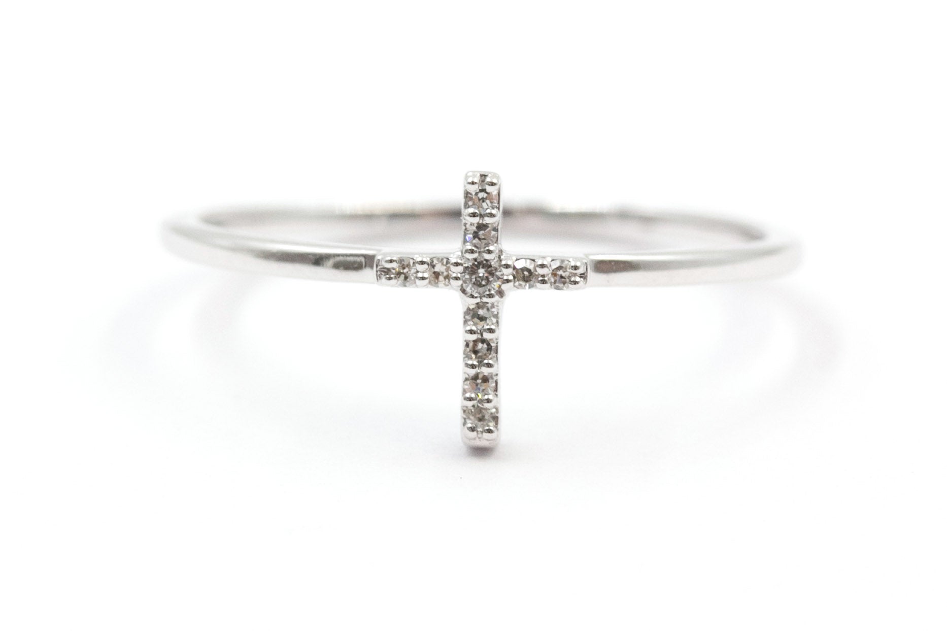 Diamond Cross Fashion Ring - 10k White Gold