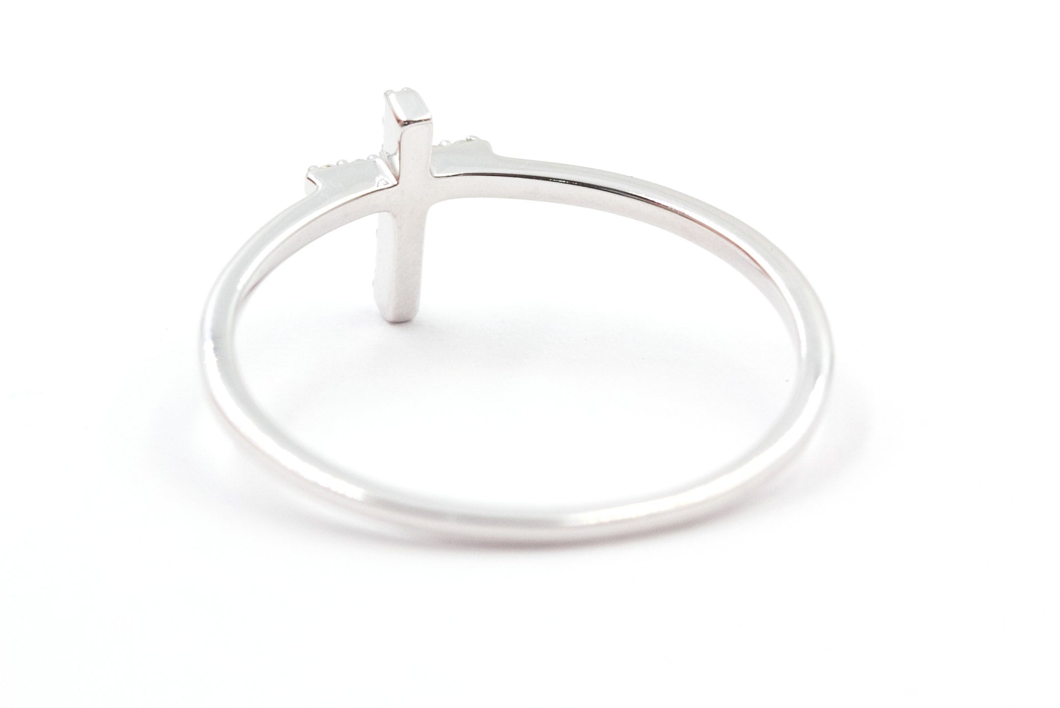 Diamond Cross Fashion Ring - 10k White Gold