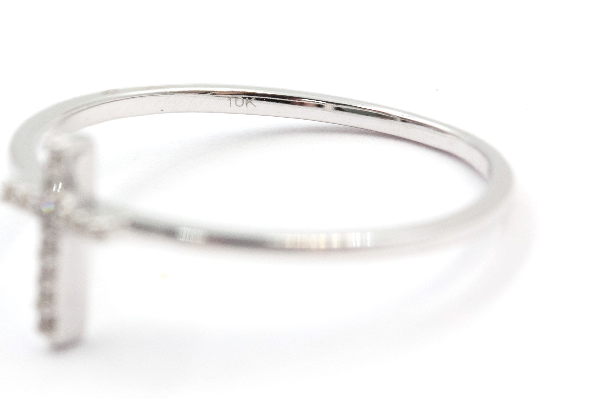 Diamond Cross Fashion Ring - 10k White Gold