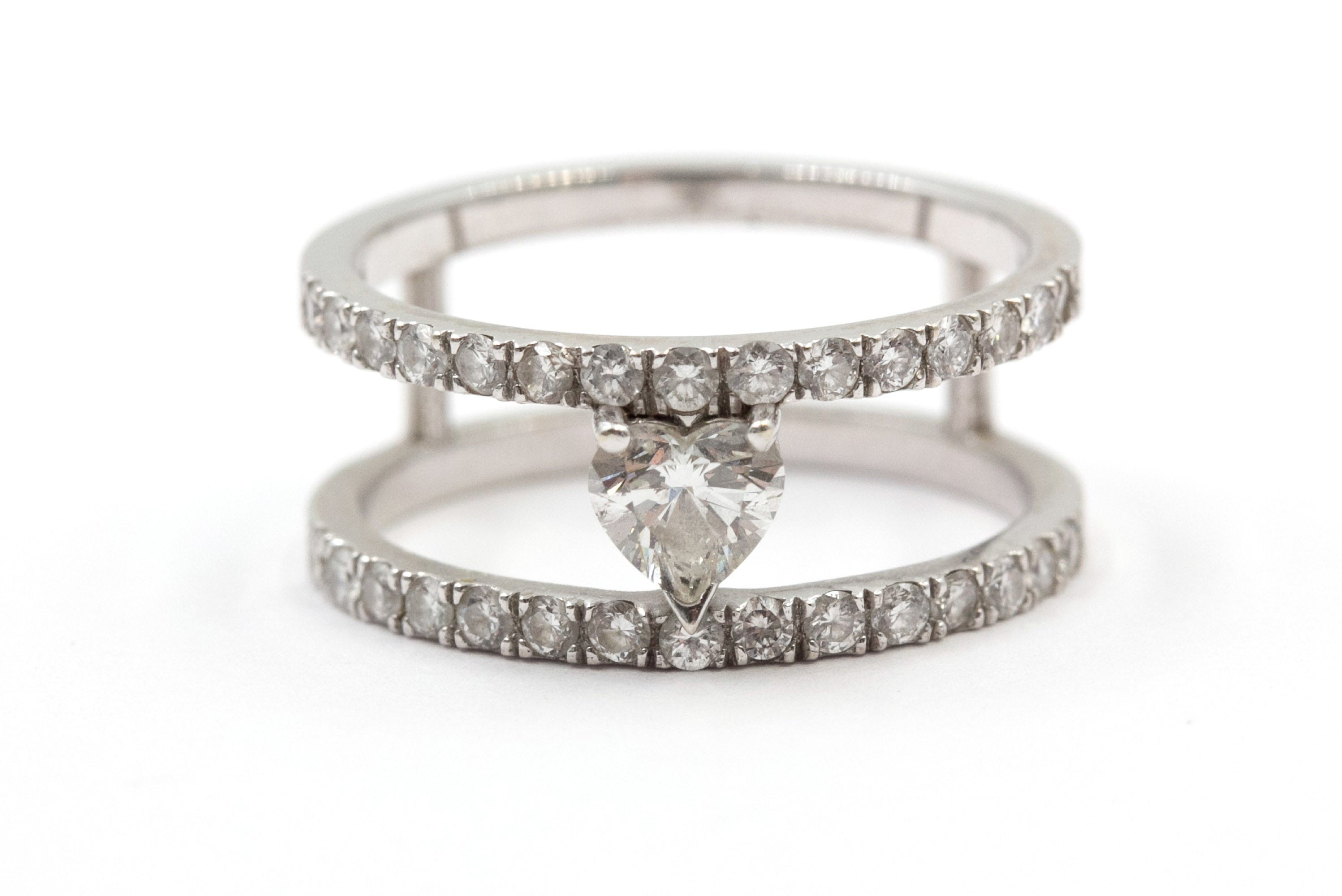 Heart Cut Diamond Ring - 14k White Gold