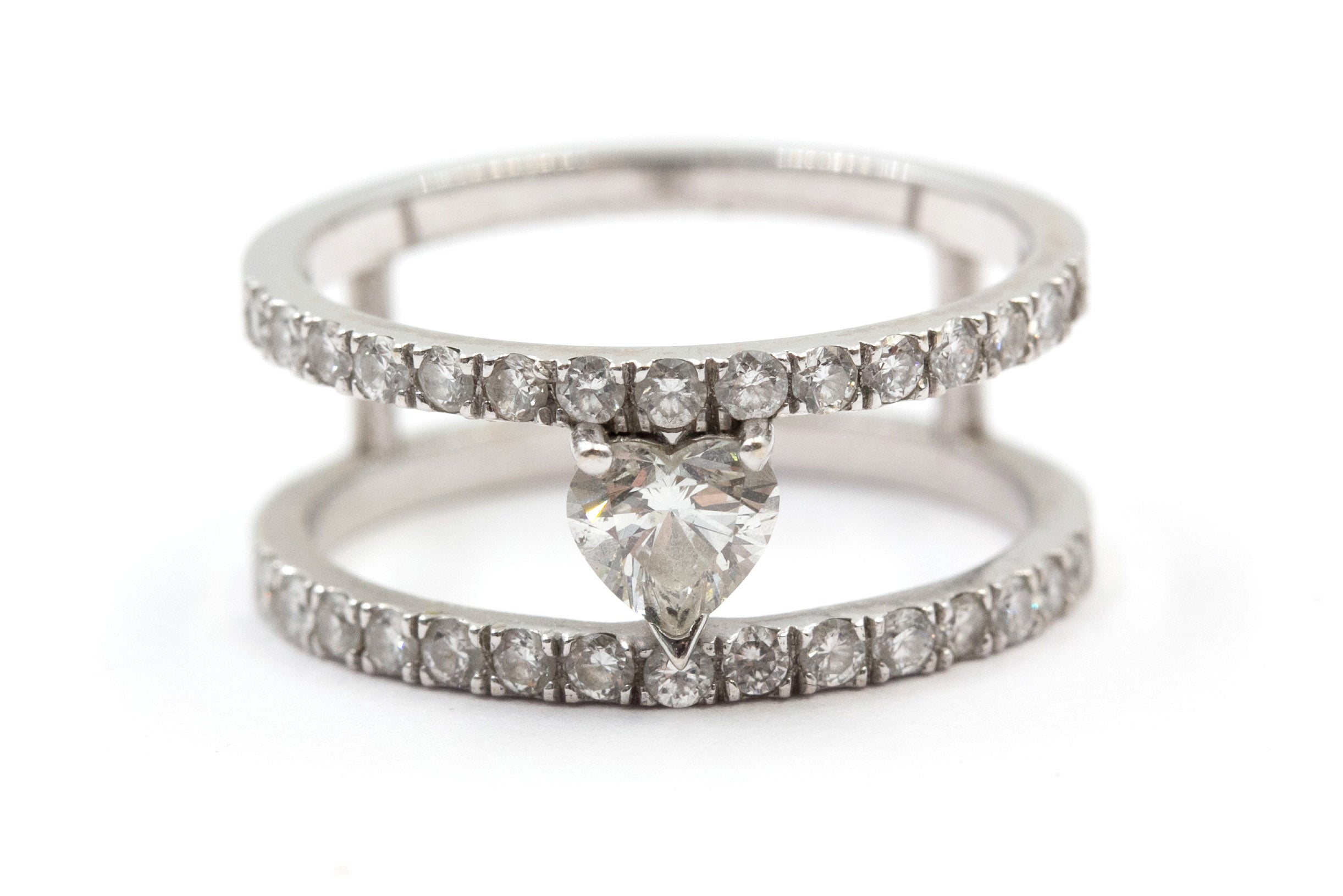 Heart Cut Diamond Ring - 14k White Gold