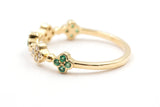 Emerald and Diamond Clover Ring - 14k Yellow Gold