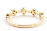Emerald and Diamond Clover Ring - 14k Yellow Gold