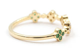 Emerald and Diamond Clover Ring - 14k Yellow Gold