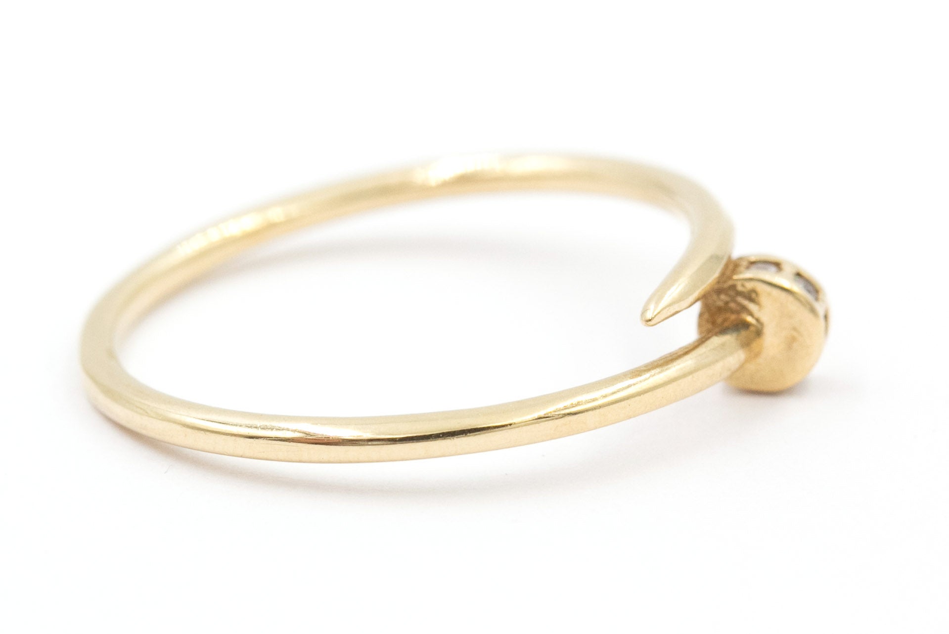 Diamond Nailhead Ring - 10k Yellow Gold