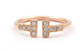 Diamond Double T Ring - 14k Rose Gold - 0.24ctw