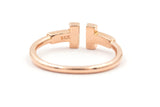 Diamond Double T Ring - 14k Rose Gold - 0.24ctw