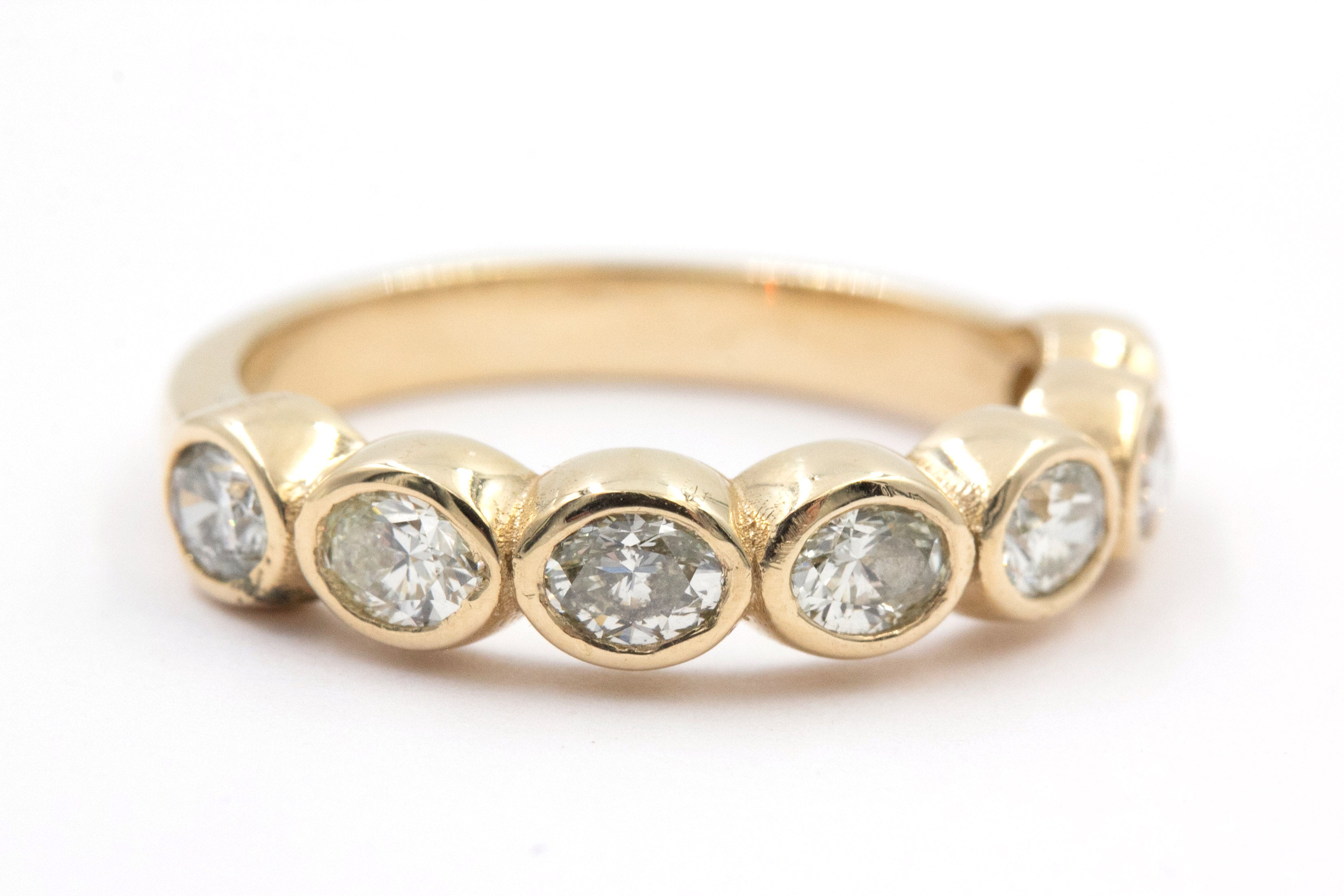 East West Oval Diamond Band - 14k Yellow Gold - 0.98ctw