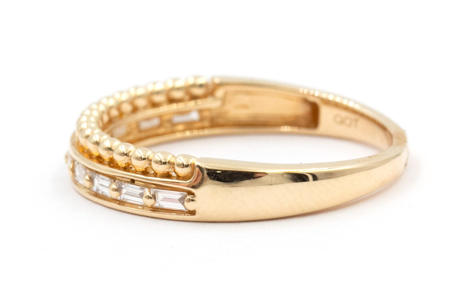 Diamond Double Band - 14k Yellow Gold - 0.20ctw