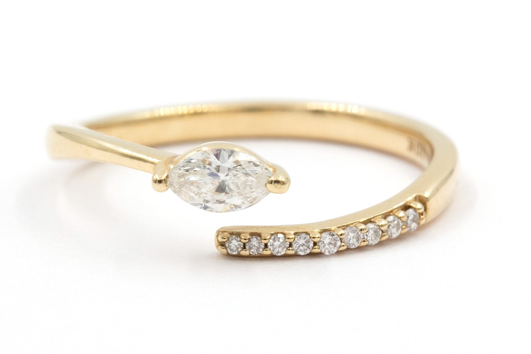 Diamond Bypass Ring - 10k Yellow Gold - 0.27ctw