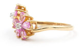 Sapphire and Diamond Flower Cocktail Ring - 10k Yellow Gold