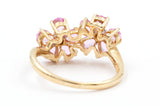Sapphire and Diamond Flower Cocktail Ring - 10k Yellow Gold