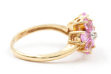 Sapphire and Diamond Flower Cocktail Ring - 10k Yellow Gold