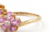 Sapphire and Diamond Flower Cocktail Ring - 10k Yellow Gold