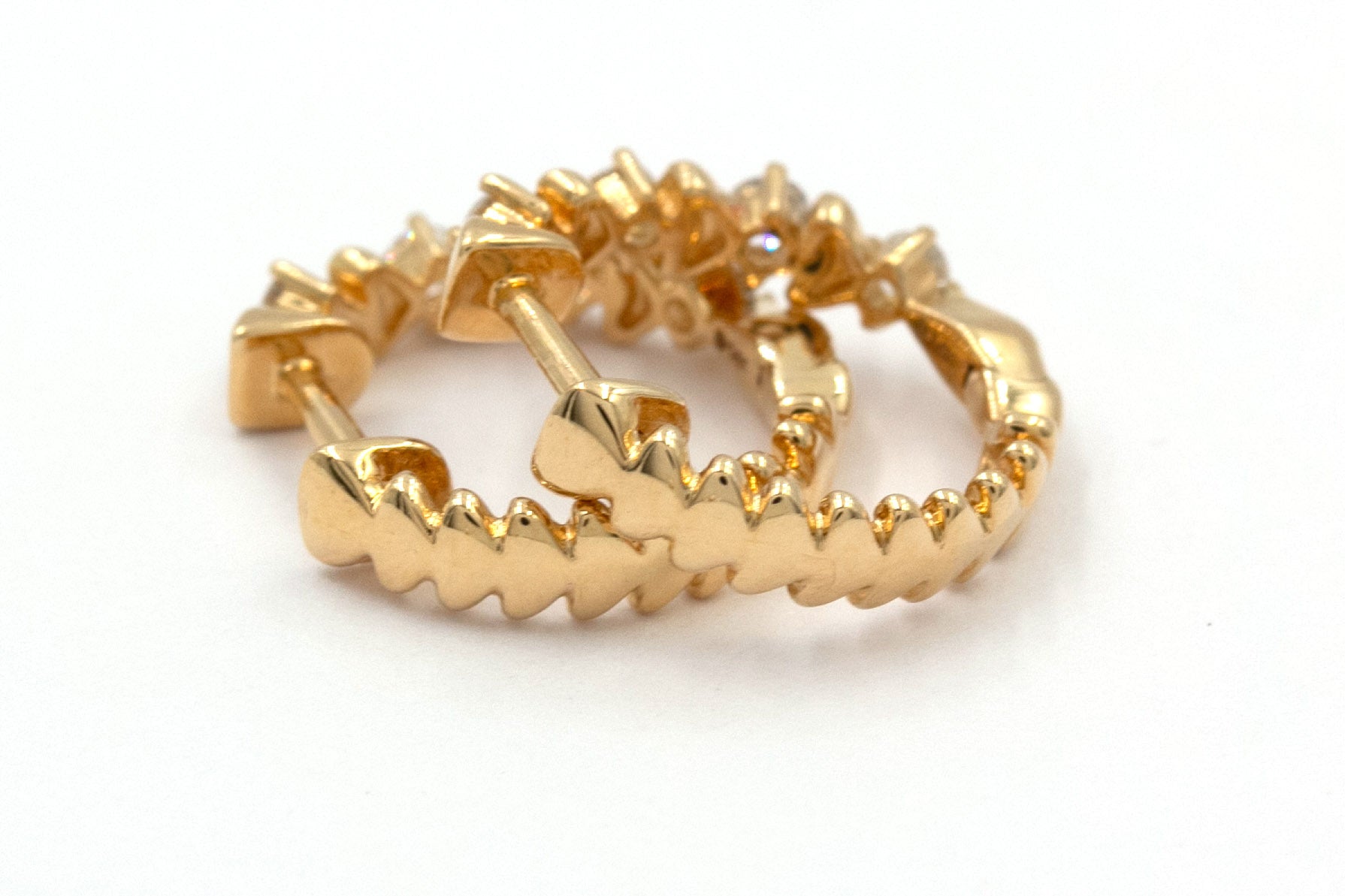 Diamond Heart Huggie Earrings - 14k Yellow Gold - 15mm - 0.25ctw