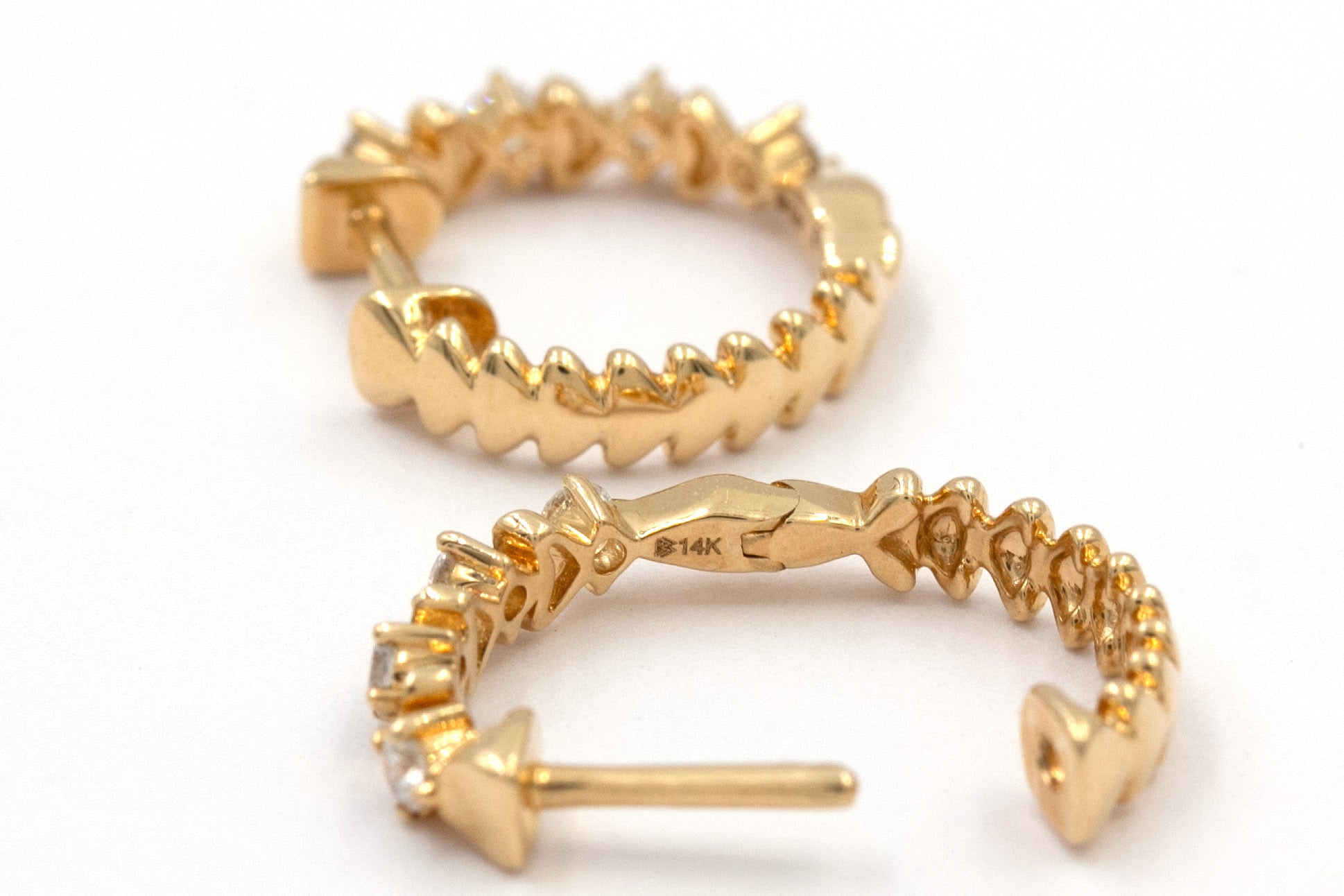 Diamond Heart Huggie Earrings - 14k Yellow Gold - 15mm - 0.25ctw