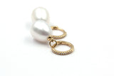 Pearl and Diamond Drop Earrings - 14k Yellow Gold - 0.06ctw