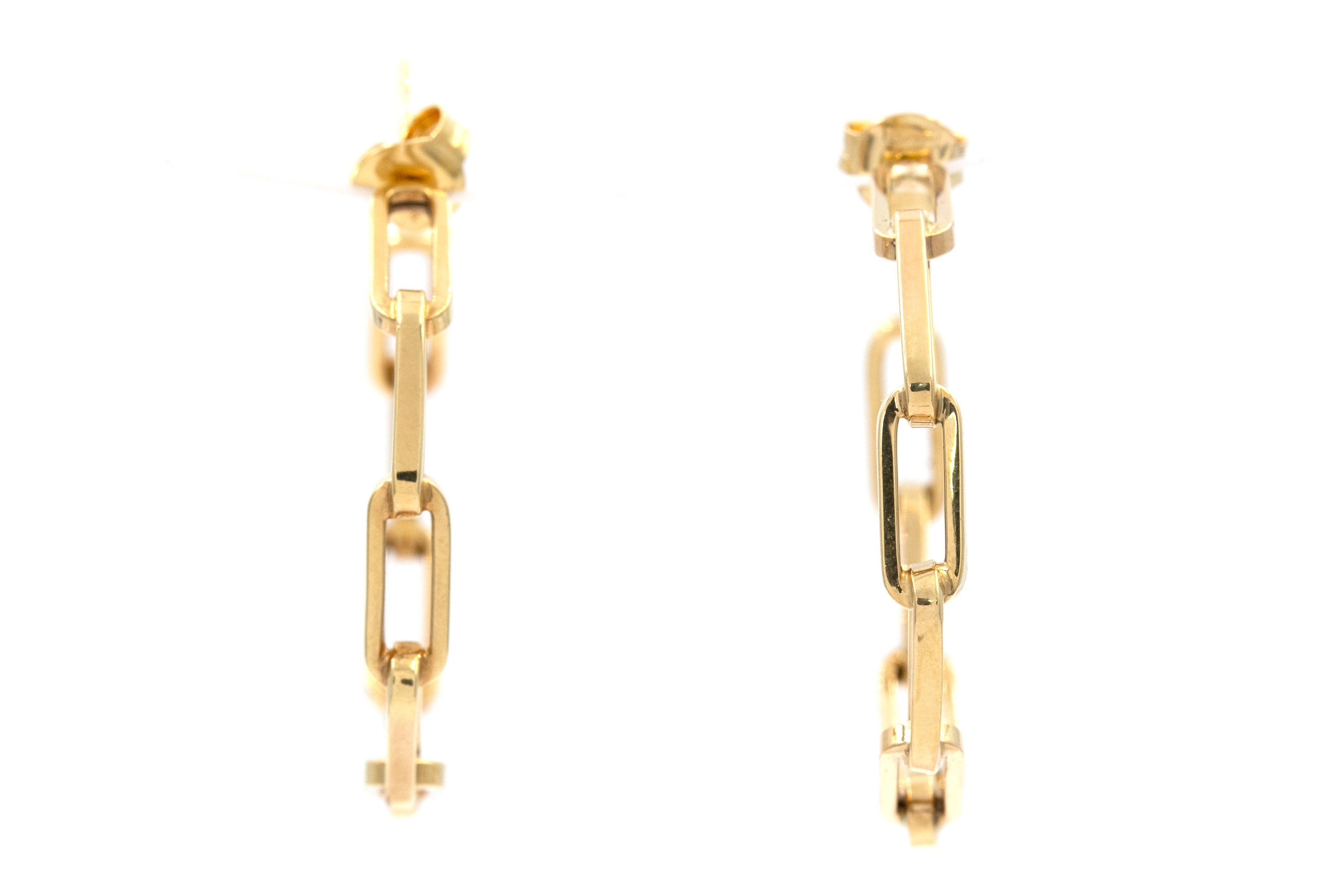 Paperclip Link Hoop Earrings - 10k Yellow gold