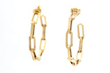 Paperclip Link Hoop Earrings - 10k Yellow gold