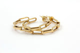 Paperclip Link Hoop Earrings - 10k Yellow gold