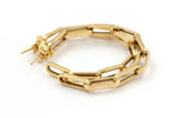 Paperclip Link Hoop Earrings - 10k Yellow gold
