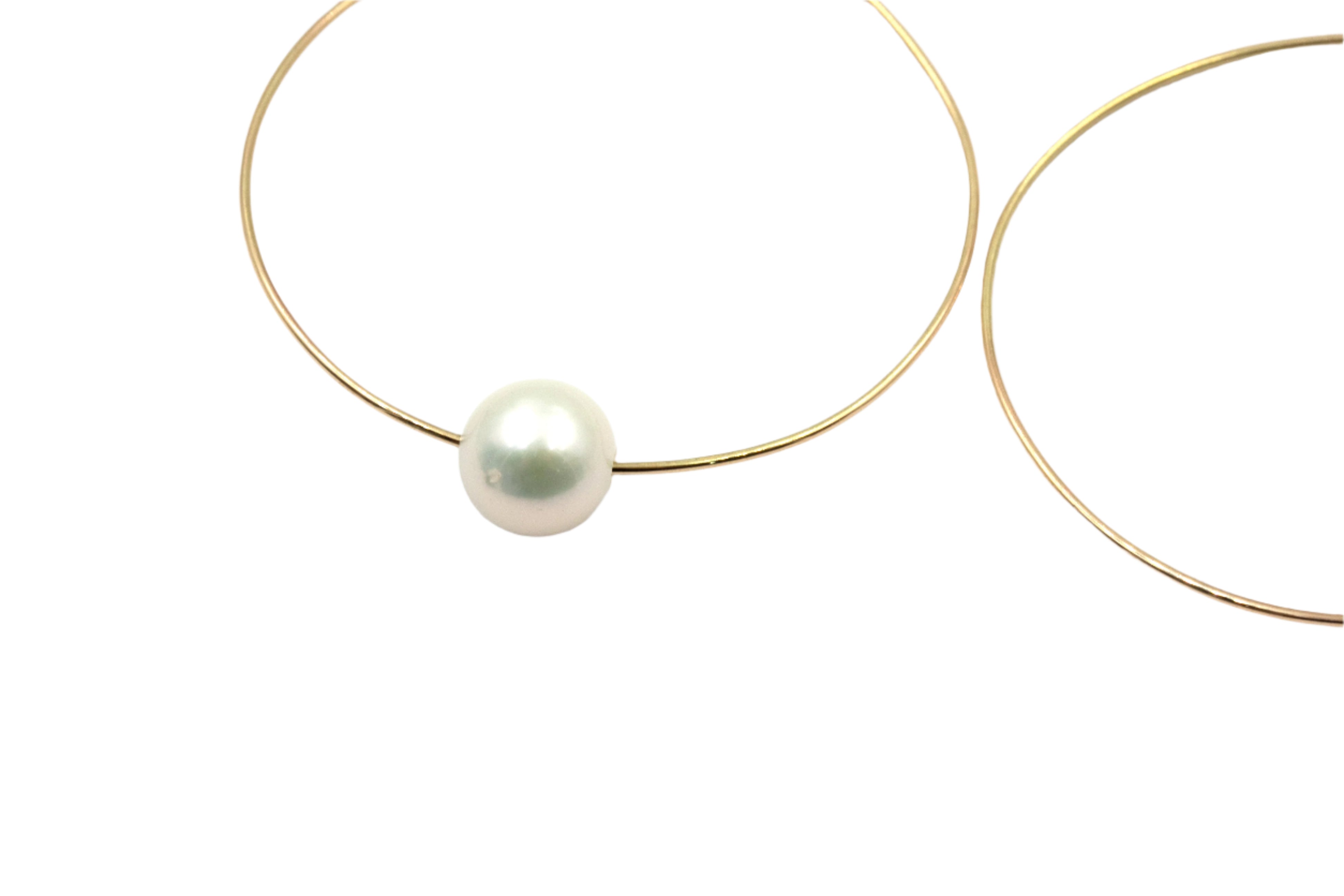 Large Pearl Hoop Earrings - 14k Yellow Gold