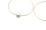Large Pearl Hoop Earrings - 14k Yellow Gold