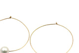 Large Pearl Hoop Earrings - 14k Yellow Gold