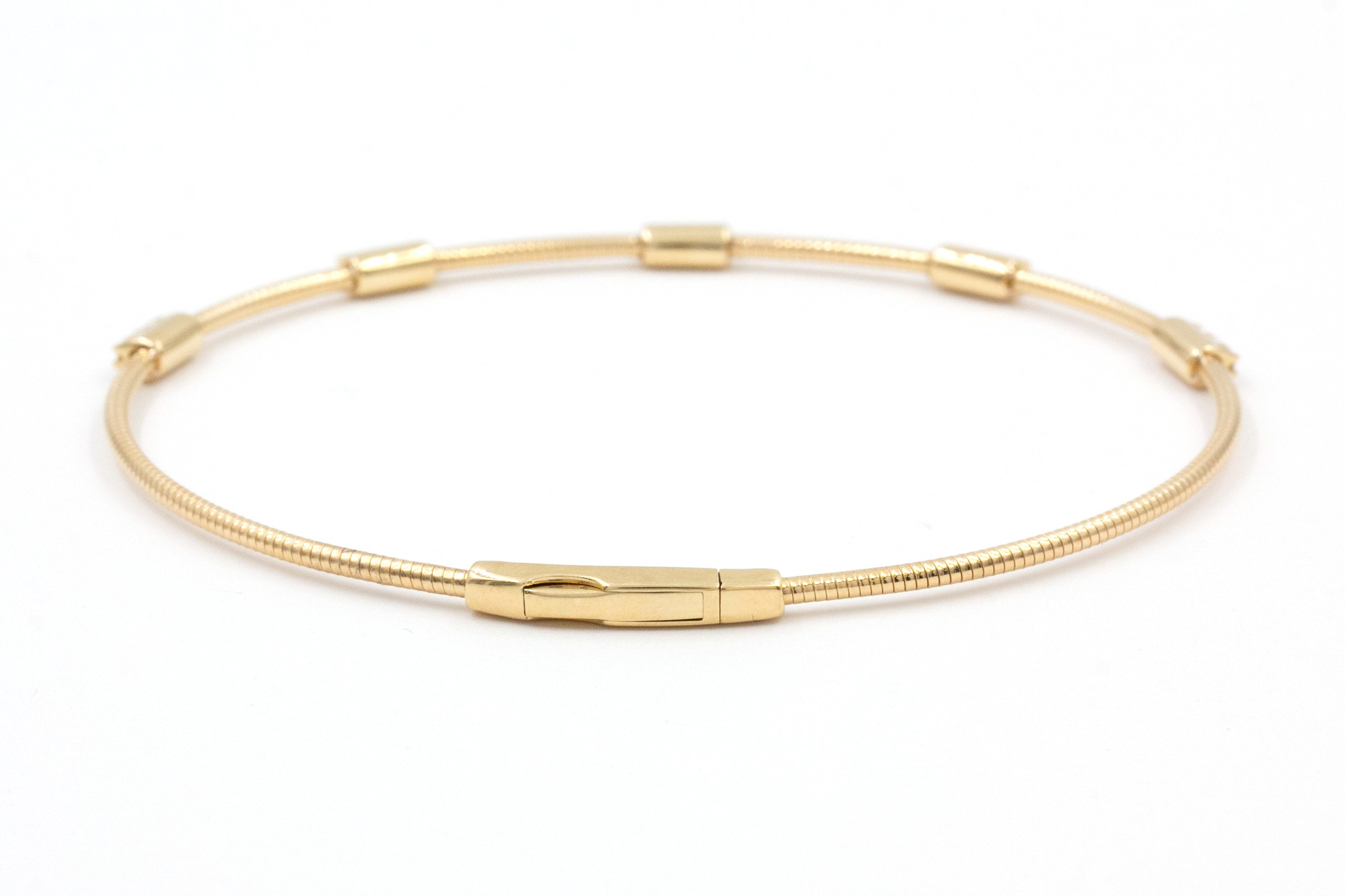 Diamond Station Bangle Bracelet - 14k Yellow Gold - 0.25ctw