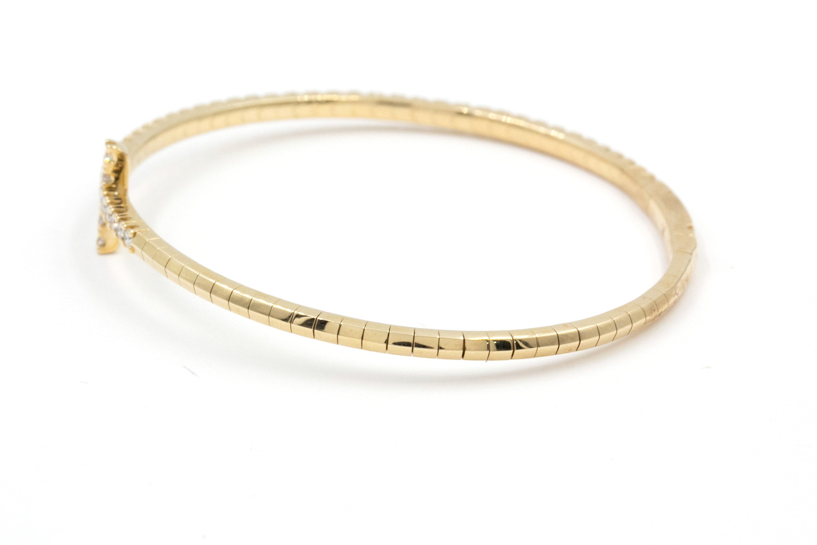 Cross Diamond Bangle Bracelet - 14k Yellow Gold - 1.10ctw