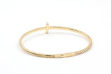Cross Diamond Bangle Bracelet - 14k Yellow Gold - 1.10ctw
