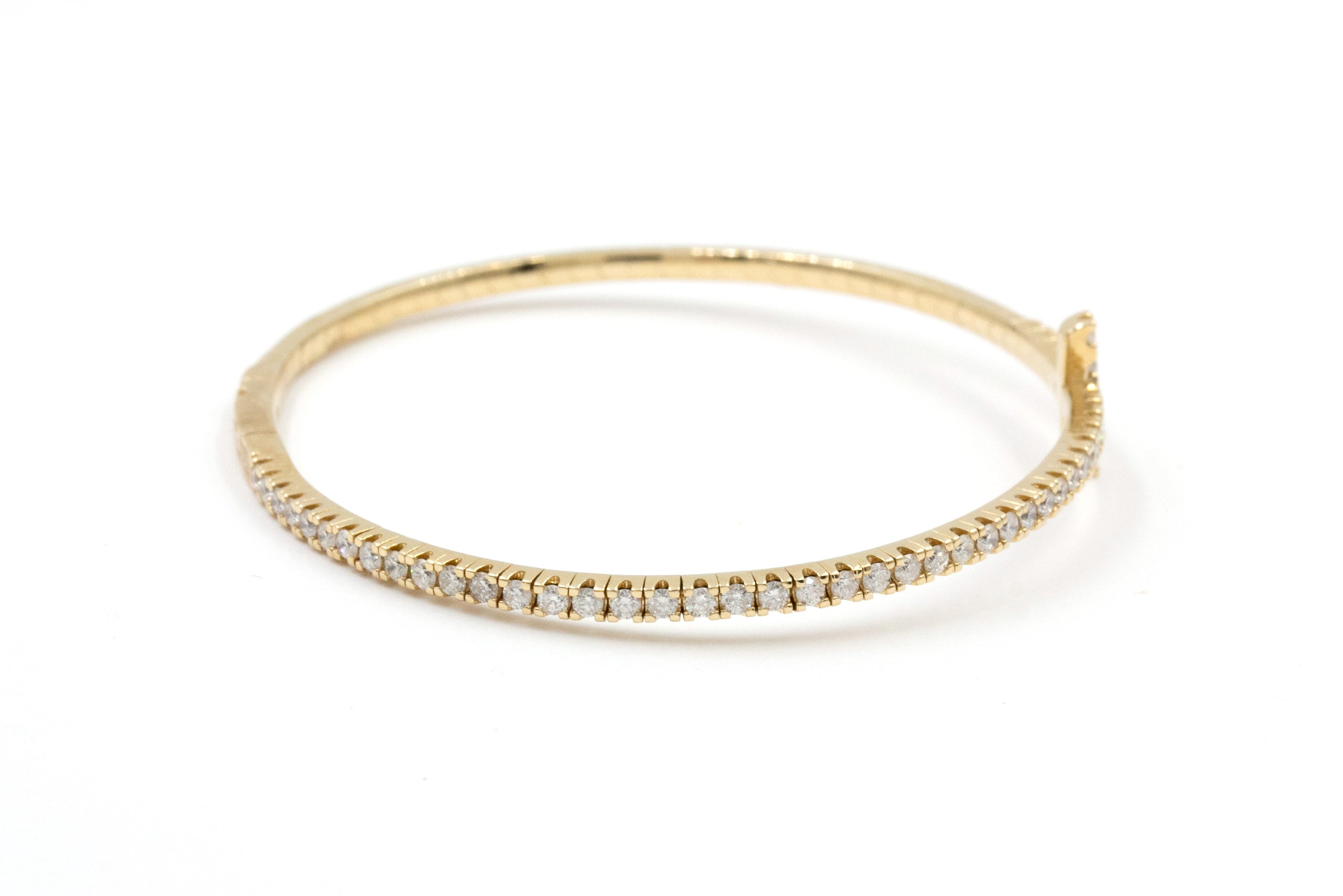 Cross Diamond Bangle Bracelet - 14k Yellow Gold - 1.10ctw
