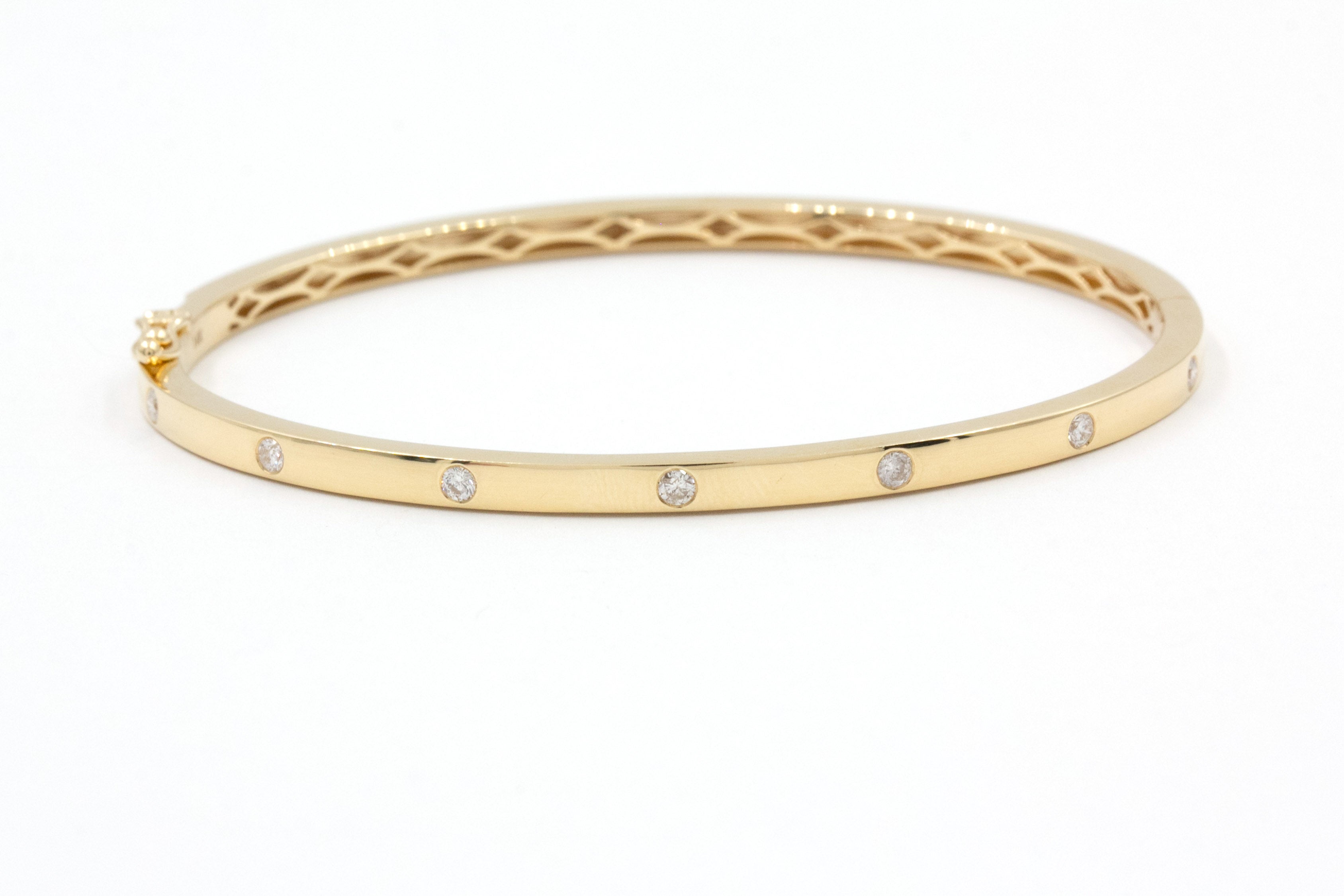 Hinged Diamond Bangle Bracelet - 14k Yellow Gold - 0.25ctw