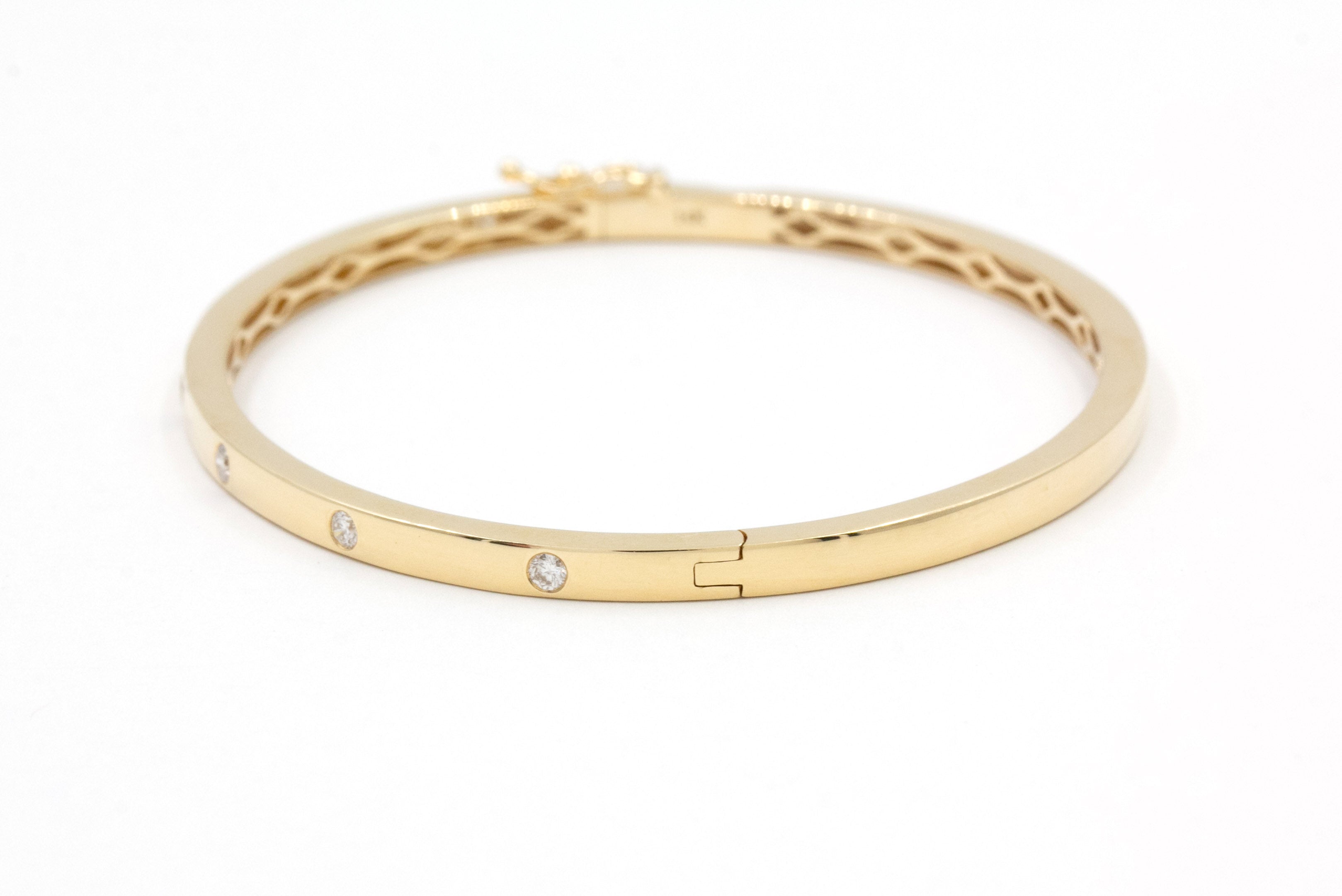 Hinged Diamond Bangle Bracelet - 14k Yellow Gold - 0.25ctw