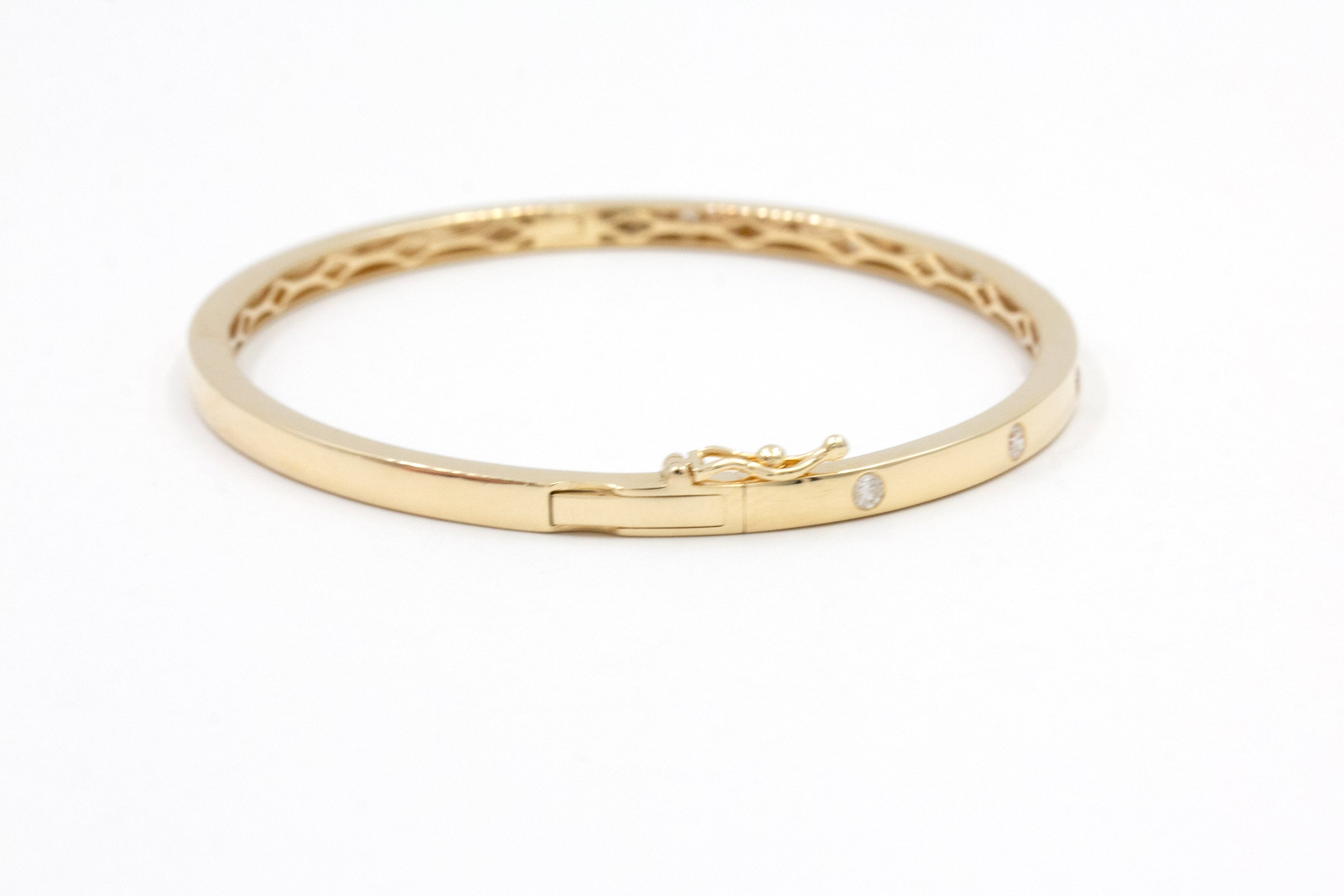 Hinged Diamond Bangle Bracelet - 14k Yellow Gold - 0.25ctw
