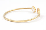 Two Stone Clover Open Bangle Bracelet - 14k Yellow Gold