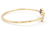 Two Stone Clover Open Bangle Bracelet - 14k Yellow Gold