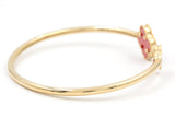Two Stone Clover Open Bangle Bracelet - 14k Yellow Gold