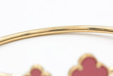 Two Stone Clover Open Bangle Bracelet - 14k Yellow Gold