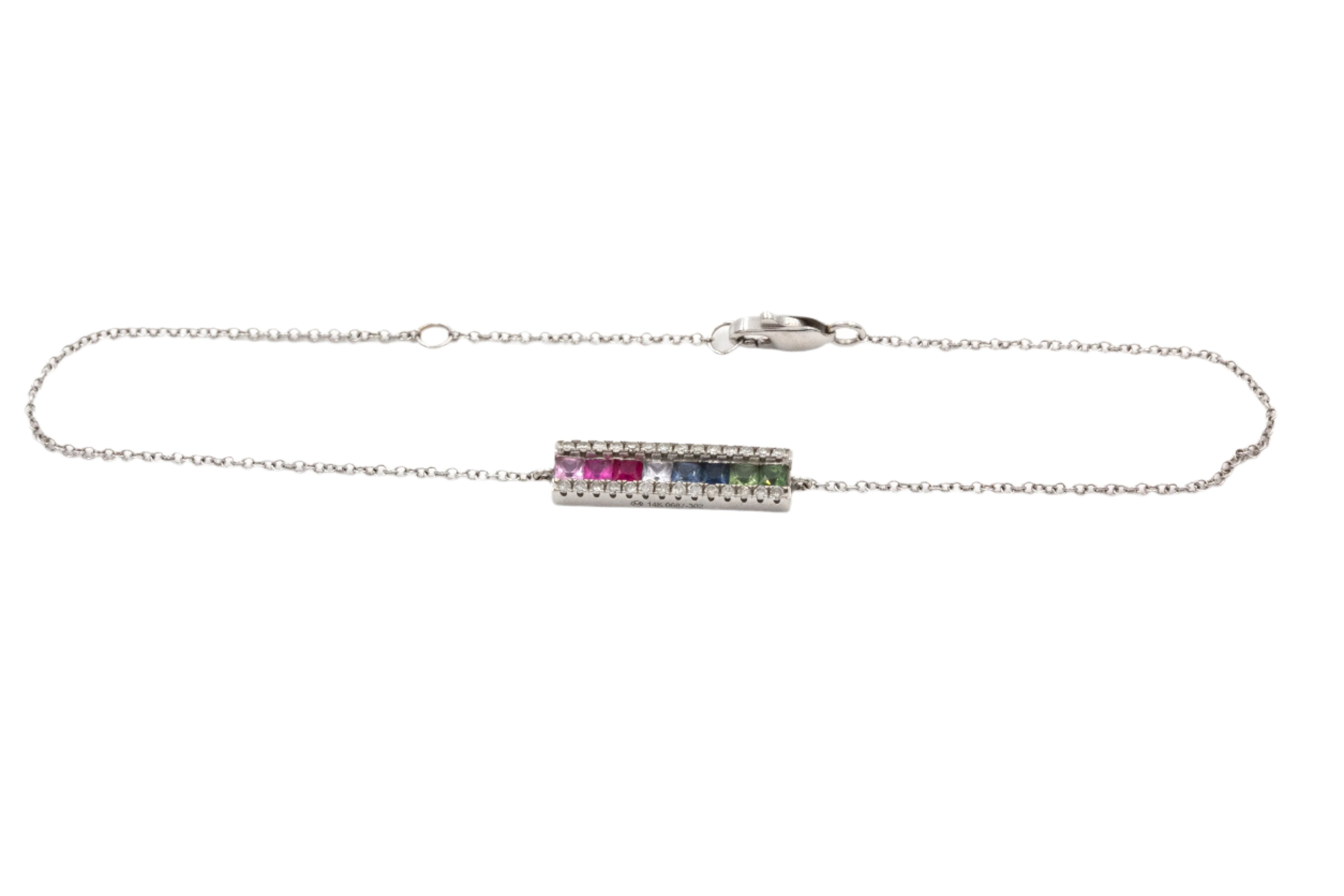 Ruby, Sapphire, and Diamond Bracelet - 14k White Gold