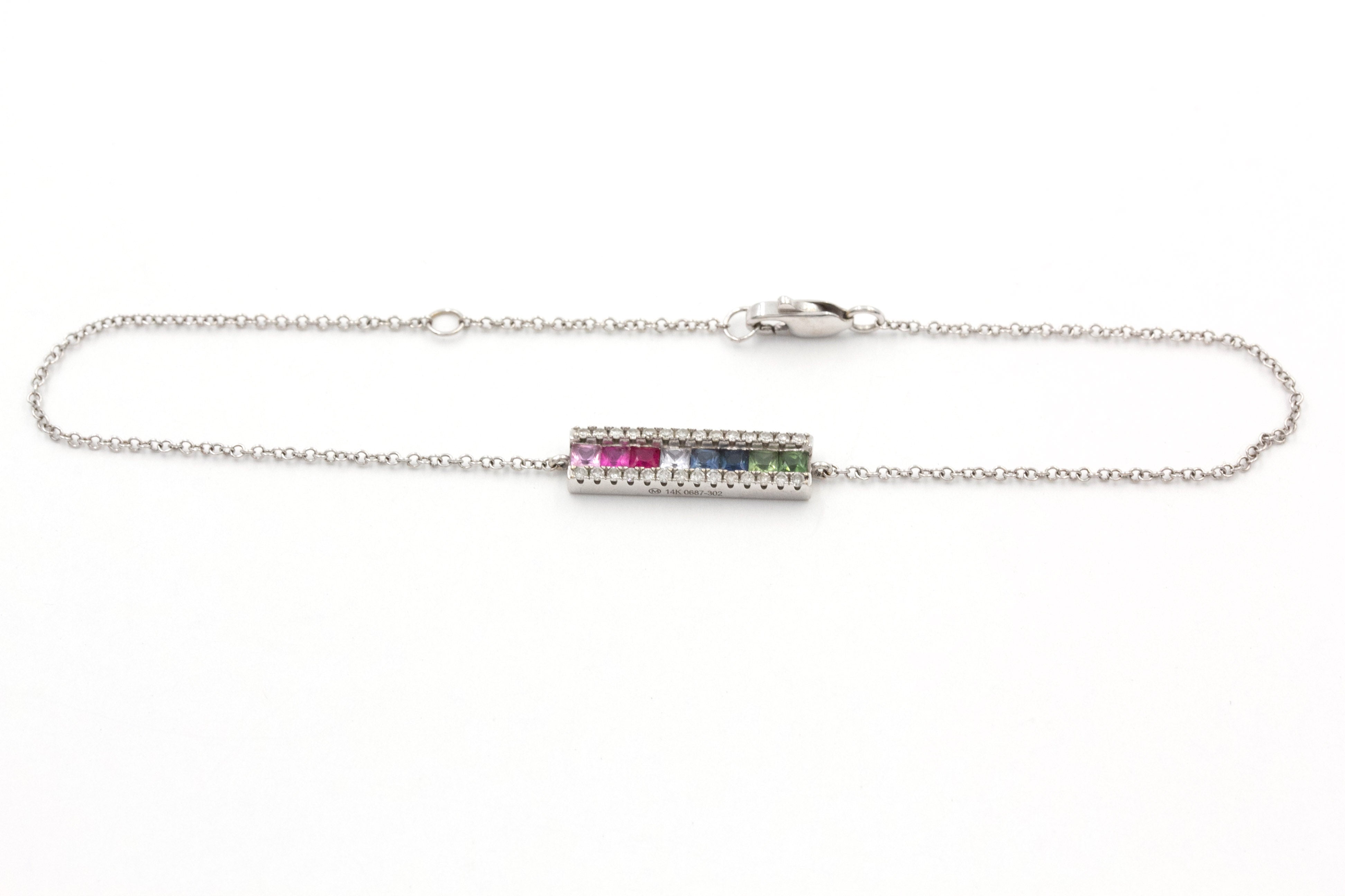 Ruby, Sapphire, and Diamond Bracelet - 14k White Gold