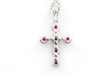 Diamond and Ruby Cross Pendant-Necklace - 14k White Gold