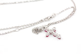 Diamond and Ruby Cross Pendant-Necklace - 14k White Gold