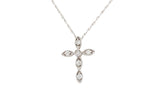 Diamond Cross Pendant-Necklace - 14k White Gold - 0.12ctw