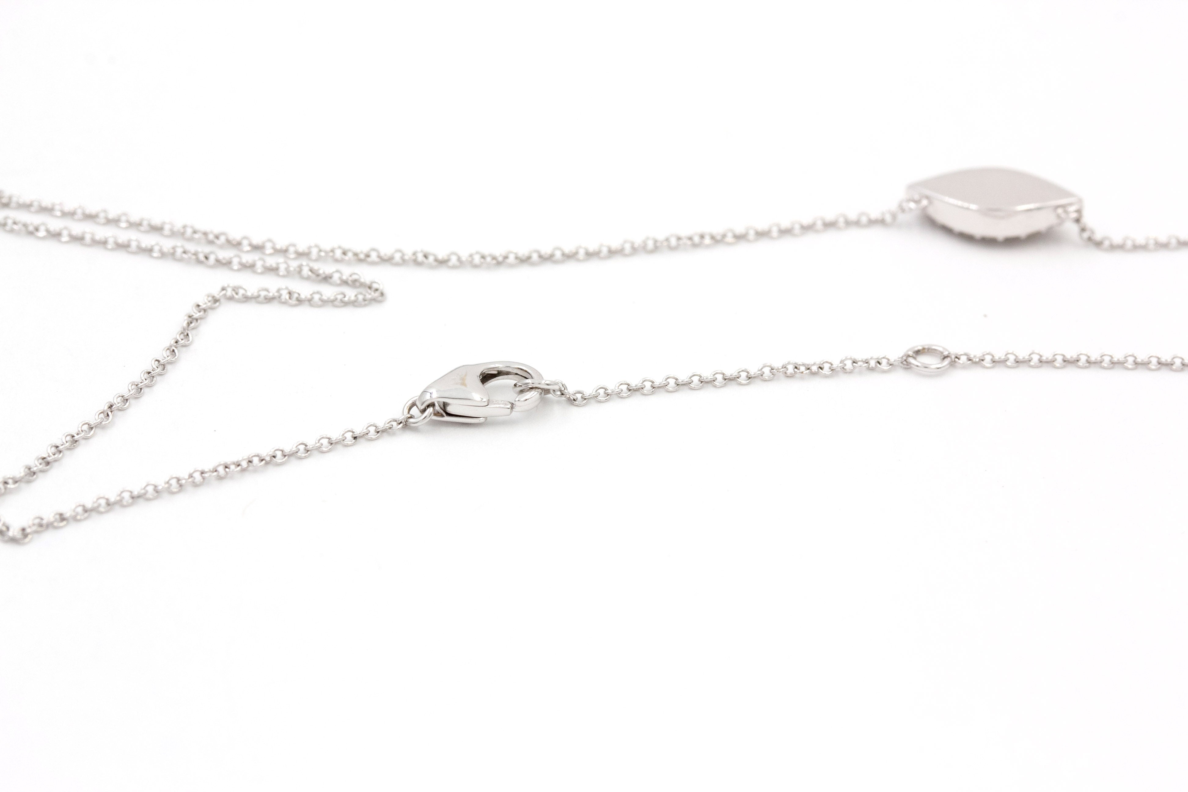 Blue and White Diamond Evil Eye Necklace - 14k White Gold - 0.31ctw