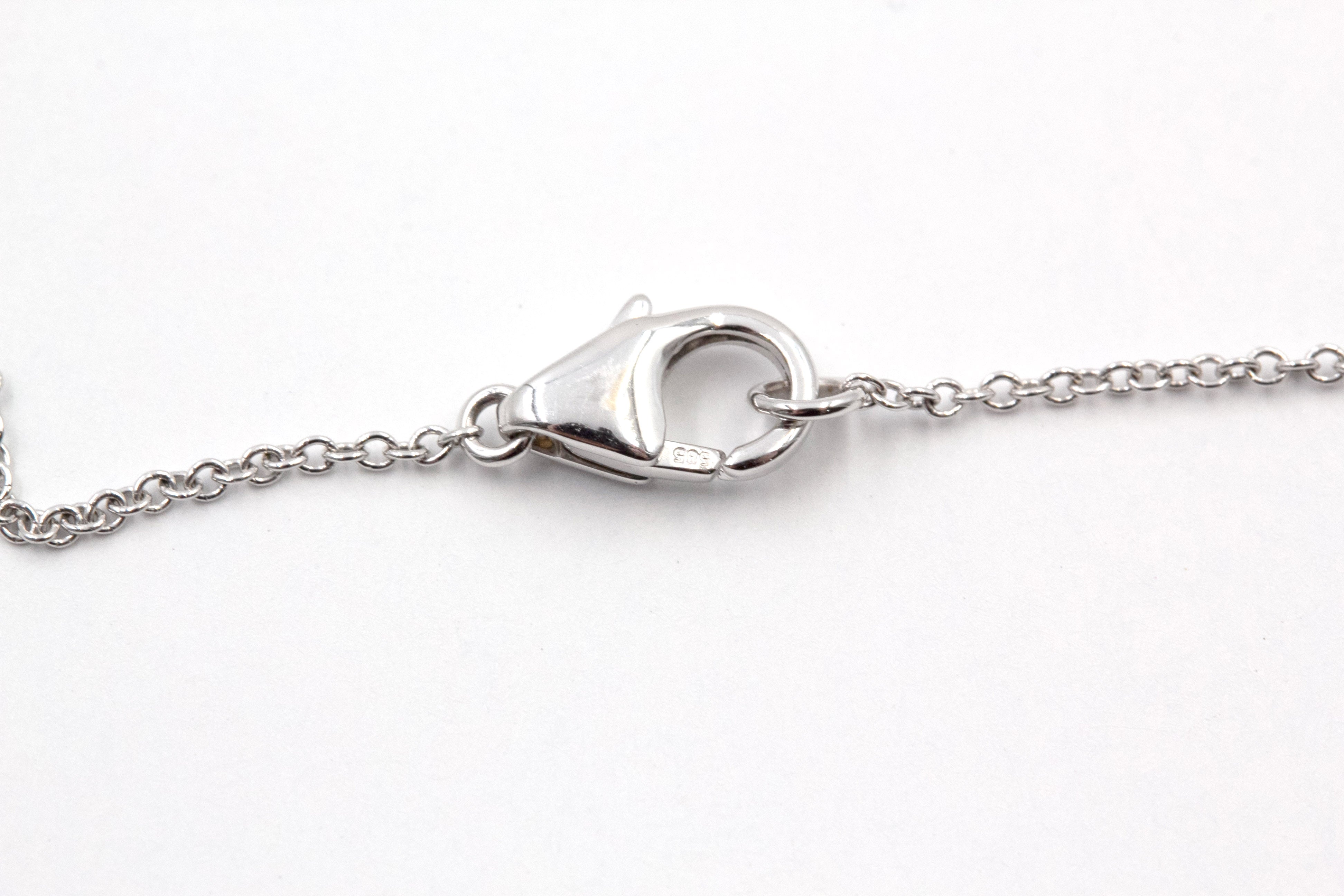 Blue and White Diamond Evil Eye Necklace - 14k White Gold - 0.31ctw