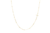 Dainty Bead Cross Chain - 14k Yellow Gold